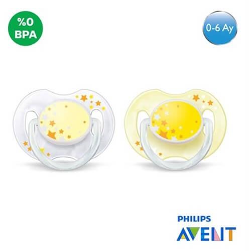 Philips Avent SCF176/68 Parlayan Fosforlu Gece Emzik sarı 0-6 Ay