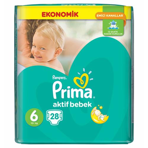 Prima Bebek Bezi Aktif Bebek 6 Beden Ekstra Large Ekonomik Paket 28 Adet