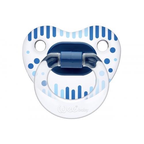 Wee Baby 837 Desenli No:2 6-18 Ay Silikon Damaklı Emzik Mavi