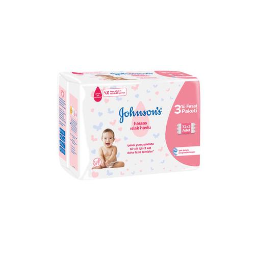 Johnson's Hassas Islak Havlu 3*72 Yaprak Kapaklı