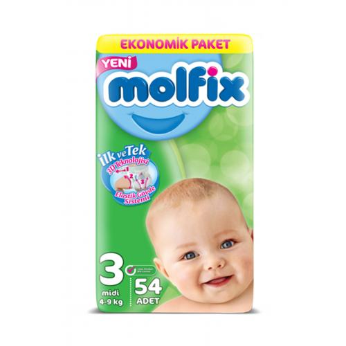 Molfix Bebek Bezi 3 Beden Midi Ekonomik Paket 54 adet