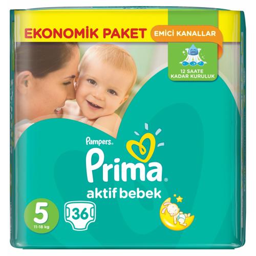 Prima Bebek Bezi Aktif Bebek 5 Beden Junior Ekonomik Paket 36 Adet
